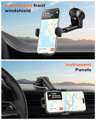 APPS2Car Araba Telefon Tutucu Montajı, Gösterge Paneli/Ön Cam/Cep Telefonu Tutucu, iPhone, Samsung, Tüm Cep Telefonları ile Uyumlu, Siyah - 3