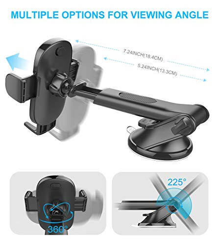 APPS2Car Avtomobil Telefon Ustichi, Dasht/Shamol oynasi/Mobil Telefon Ustichi, iPhone, Samsung, Barcha Mobil Telefonlar Uchun Mos, Qora - 12