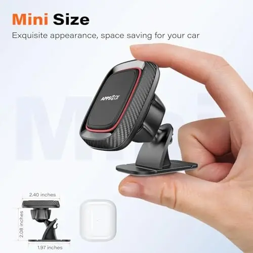 APPS2Car avtomobil uchun magnitli telefon ushlagichi, asboblar paneli uchun magnitli avtomobil ushlagichi, 360° aylanadigan magnitli telefon ushlagichi kuchli VHB yopishtiruvchi bilan, barcha mobil telefonlar uchun - 2