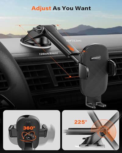 APPS2Car Car Phone Holder Mount, Dashboard/Windshield/Cell Phone Holder for Car, Compatible with iPhone, Samsung, All Cellphone,Black - 6