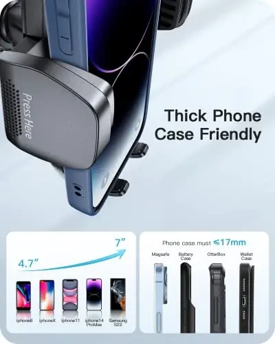 APPS2Car Car Phone Holder Mount Gooseneck Dashboard Windshield Suction Cup Phone Mount Anti-Shake Stabilizer Phone Car Cradle Compatible with All Cellphones & Thick Phone Case-H3S Carbon Fiber Style - 4