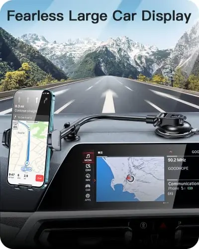 APPS2Car Car Phone Holder Mount Gooseneck Dashboard Windshield Suction Cup Phone Mount Anti-Shake Stabilizer Phone Car Cradle Compatible with All Cellphones & Thick Phone Case-H3S Carbon Fiber Style - 6