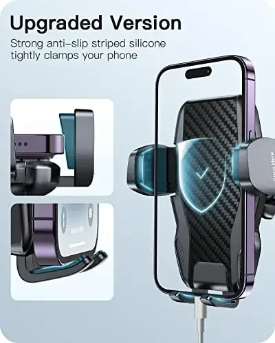 APPS2Car Car Phone Holder Mount Gooseneck Dashboard Windshield Suction Cup Phone Mount Anti-Shake Stabilizer Phone Car Cradle Compatible with All Cellphones & Thick Phone Case-H3S Carbon Fiber Style - 2