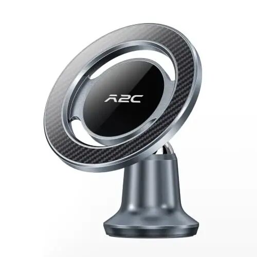 APPS2Car for MagSafe Car Mount, All Metal Magnetic Phone Holder, Gray | One-Piece 360° Rotating Magnet Phone Mount with 3M VHB Adhesive, Compatible with iPhone 18/17/16/15/14/13/12 & MagSafe Cases - 1