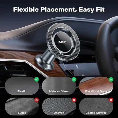 APPS2Car for MagSafe Car Mount, All Metal Magnetic Phone Holder, Gray | One-Piece 360° Rotating Magnet Phone Mount with 3M VHB Adhesive, Compatible with iPhone 18/17/16/15/14/13/12 & MagSafe Cases - 4
