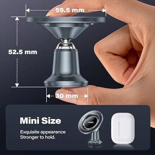APPS2Car for MagSafe Car Mount, All Metal Magnetic Phone Holder, Gray | One-Piece 360° Rotating Magnet Phone Mount with 3M VHB Adhesive, Compatible with iPhone 18/17/16/15/14/13/12 & MagSafe Cases - 5