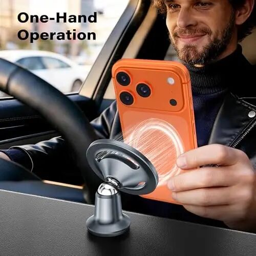APPS2Car for MagSafe Car Mount, All Metal Magnetic Phone Holder, Gray | One-Piece 360° Rotating Magnet Phone Mount with 3M VHB Adhesive, Compatible with iPhone 18/17/16/15/14/13/12 & MagSafe Cases - 6