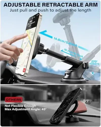 APPS2Car for MagSafe Car Mount, Magnetic Phone Holder for Car Dashboard Windshield iPhone Car Mount Holder Compatible with iPhone 15 14 13 12 Pro Plus Max Mini MagSafe Mount, 17 Strong Magnets - 6