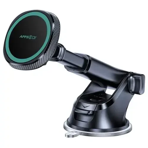 APPS2Car for MagSafe Car Mount, Magnetic Phone Holder for Dashboard Windshield iPhone Car Holder Compatible with iPhone 15 14 13 12 Pro Plus Max Mini MagSafe Mount, 17 Strong Magnets, Green - 1