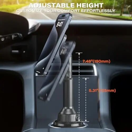 APPS2Car Magnetic Cup Holder Phone Holder -Designed for iPhone MagSafe Case - [Not Charging] (Gray-MagSafe) - 3