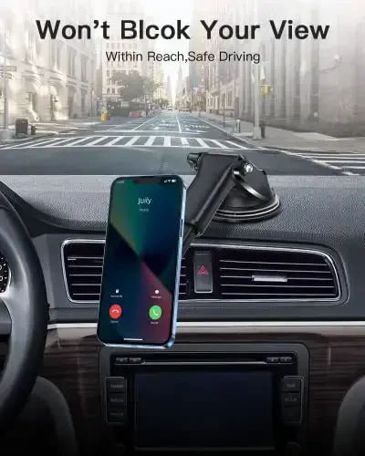 APPS2Car Magnetic Phone Holder for Car, Bling Dashboard/Windshield Sturdy Suction Cup Phone Holder, Crystal Magnetic Phone Mount[6 Strong Magnets & Adjustable Telescopic Arm] for All Smartphones - 6