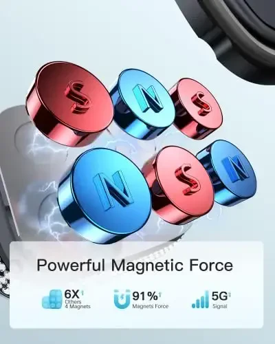 APPS2Car Магнитный держатель телефона для автомобиля, блестящий держатель телефона на приборную панель/лобовое стекло с прочной присоской, кристально чистое магнитное крепление для телефона [6 сильных магнитов и регулируемый телескопический рычаг] для всех смартфонов - 3