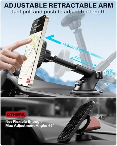 APPS2Car for MagSafe Car Mount, Magnetic Phone Holder for Car Dashboard Windshield iPhone Mount Holder Compatible with iPhone 17 16 15 14 13 12 Pro Plus Max, 17 Strong Magnets, Charging Not Supported - 6