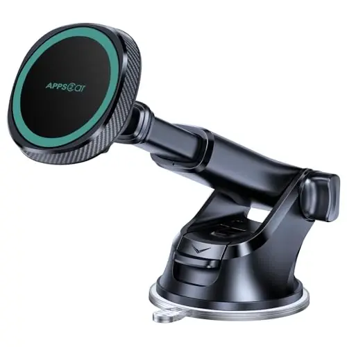 APPS2Car for MagSafe Car Mount, Magnetic Phone Holder for Dashboard Windshield iPhone Car Holder Compatible with iPhone 15 14 13 12 Pro Plus Max Mini MagSafe Mount, 17 Strong Magnets, Green - 1