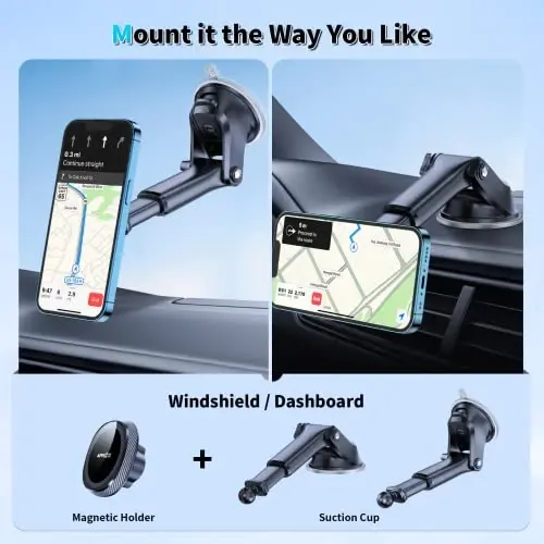 APPS2Car MagSafe avtomobil o‘rnatgichi uchun, magnit telefon ushlagichi, asboblar paneli oynasi iPhone avtomobil ushlagichi iPhone 15 14 13 12 Pro Plus Max Mini MagSafe o‘rnatgichi bilan mos keladi, 17 ta kuchli magnit, yashil - APPS2CAR (1)