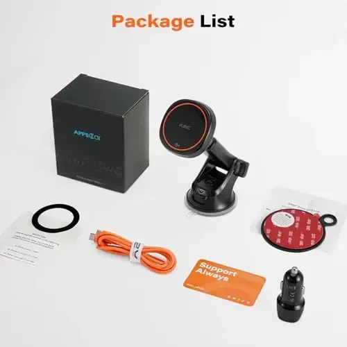 APPS2Car Magnetic Car Phone Mount - Designed Only for MagSafe iPhone 17-12 Series, Orange - 6