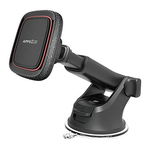 APPS2Car Magnetic Phone Mount for Car, Dashboard & Windshield Suction Cup Holder with Telescopic Arm, Requires Metal Plate (Included), Universal Fit for iPhone & Android Smartphones - APPS2Car
