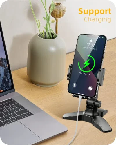 APPS2Car Cell Phone Stand for Desk Adjustable Desktop Phone Stand Thick Case Friendly Cellphone Holder Desk Heavy Duty Phone Cradle for Video Recording Office Home Compatible with 4.7-6.8” Smartphone - 5