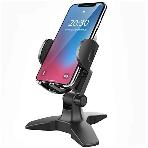 APPS2Car Cell Phone Stand for Desk Adjustable Desktop Phone Stand Thick Case Friendly Cellphone Holder Desk Heavy Duty Phone Cradle for Video Recording Office Home Compatible with 4.7-6.8” Smartphone - APPS2Car