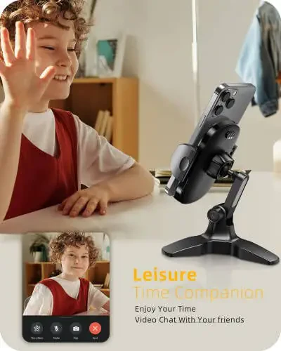 APPS2Car Cell Phone Stand for Desk Adjustable Desktop Phone Stand Thick Case Friendly Cellphone Holder Desk Heavy Duty Phone Cradle for Video Recording Office Home Compatible with 4.7-6.8” Smartphone - 2