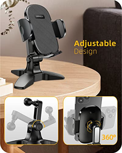 APPS2Car Cell Phone Stand for Desk Adjustable Desktop Phone Stand Thick Case Friendly Cellphone Holder Desk Heavy Duty Phone Cradle for Video Recording Office Home Compatible with 4.7-6.8” Smartphone - 3