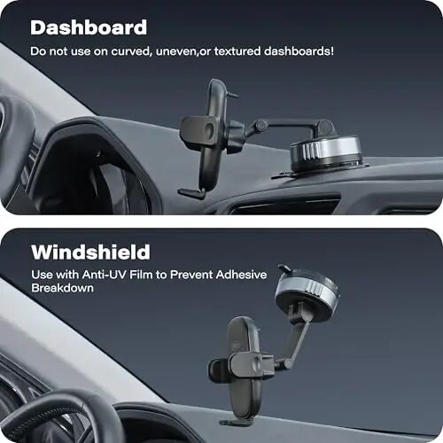 APPS2Car Phone Holder for Car Dashboard & Windshield,Twist-Gel-Lock Suction | 360°Rotation & Dual-Axis Arm, One-Touch Release Hands-Free Cell Phone Car Mount for iPhone, Samsung & More - APPS2Car (1)