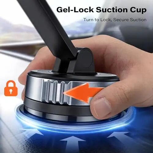 APPS2Car Phone Holder for Car Dashboard & Windshield,Twist-Gel-Lock Suction | 360°Rotation & Dual-Axis Arm, One-Touch Release Hands-Free Cell Phone Car Mount for iPhone, Samsung & More - 4