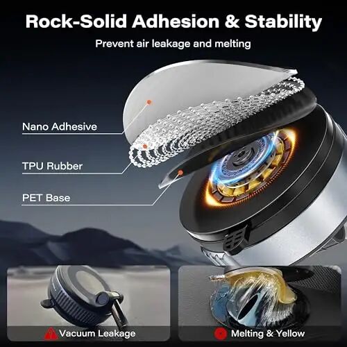 APPS2Car Phone Holder for Car Dashboard & Windshield,Twist-Gel-Lock Suction | 360°Rotation & Dual-Axis Arm, One-Touch Release Hands-Free Cell Phone Car Mount for iPhone, Samsung & More - 5