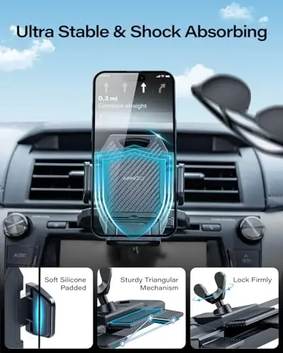 APPS2Car Прочный CD Слот для телефона с управлением одной рукой, автомобильный держатель для телефона громкой связи, универсально совместимый со всеми iPhone и Android, для смартфонов (карбоновое волокно) - 3