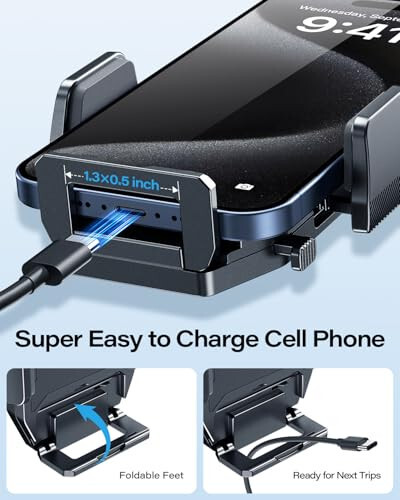 APPS2Car Sturdy CD Slot Phone Mount with One Hand Operation Design, Hands-Free Car Phone Holder Universally Compatible with All iPhone & Android Cell Phones, for Smartphone Mobile - 5