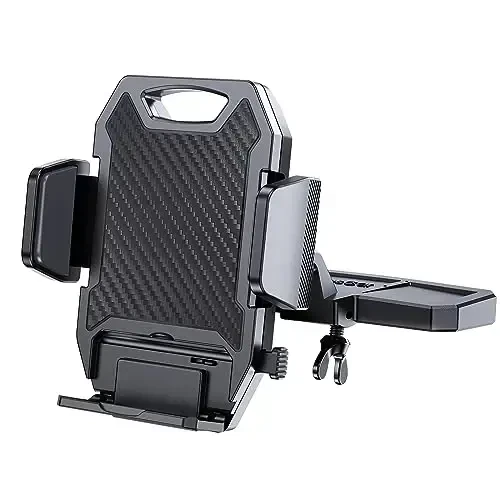 APPS2Car Sturdy CD Slot Phone Mount with One Hand Operation Design, Hands-Free Car Phone Holder Universally Compatible with All iPhone & Android Cell Phones, for Smartphone Mobile (Carbon Fiber) - 1