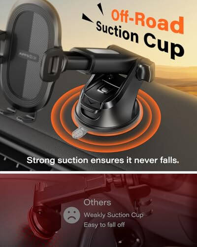 APPS2Car Suction Cup Phone Mount, Universal Phone Holders for Your Car Windshield/Dashboard/Window, Cell Phone Holder Car with Sticky Gel Pad, Compatible with iPhone, Samsung, All Cellphone - 3