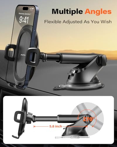 APPS2Car Suction Cup Phone Mount, Universal Phone Holders for Your Car Windshield/Dashboard/Window, Cell Phone Holder Car with Sticky Gel Pad, Compatible with iPhone, Samsung, All Cellphone - 4