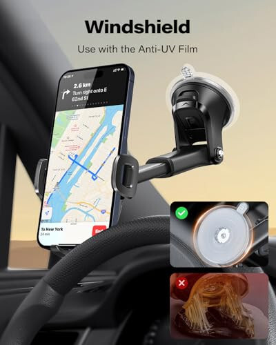 APPS2Car Suction Cup Phone Mount, Universal Phone Holders for Your Car Windshield/Dashboard/Window, Cell Phone Holder Car with Sticky Gel Pad, Compatible with iPhone, Samsung, All Cellphone - 6