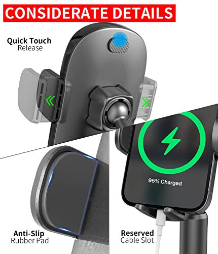 APPS2Car Universal Car Cup Phone Holder with Quick Extension Long Arm, Quick Swivel Height Adjustment 360 Degree Swivel for iPhone Samsung Google and All Smartphones - 7