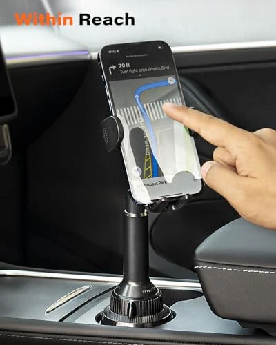 APPS2Car Universal Car Cup Phone Holder with Quick Extension Long Arm, Quick Swivel Height Adjustment 360 Degree Swivel for iPhone Samsung Google and All Smartphones - APPS2Car