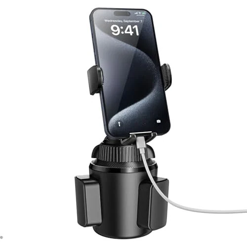 APPS2Car Universal Car Cup Phone Holder with Quick Extension Long Arm, Quick Swivel Height Adjustment 360 Degree Swivel for iPhone Samsung Google and All Smartphones - 5