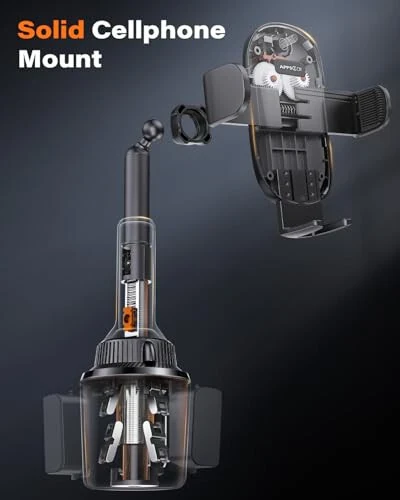 APPS2Car Universal Car Cup Phone Holder with Quick Extension Long Arm, Quick Swivel Height Adjustment 360 Degree Swivel for iPhone Samsung Google and All Smartphones - 6