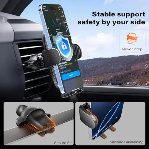 APPS2Car Suction Cup Phone Mount, Windshield/Dashboard/Air Vent Car Phone Holder Mount with Sticky Gel Pad, Compatible with iPhone, Samsung, All Cellphone, Thick Case Friendly - 3