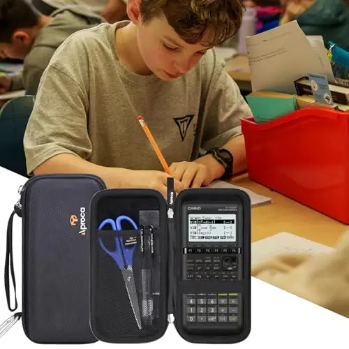 Aproca Case Compatible with Casio fx-9750GIII Standard Graphing Calculator, Portable Storage Bag for Accessories -All Black (Case Only) - 5