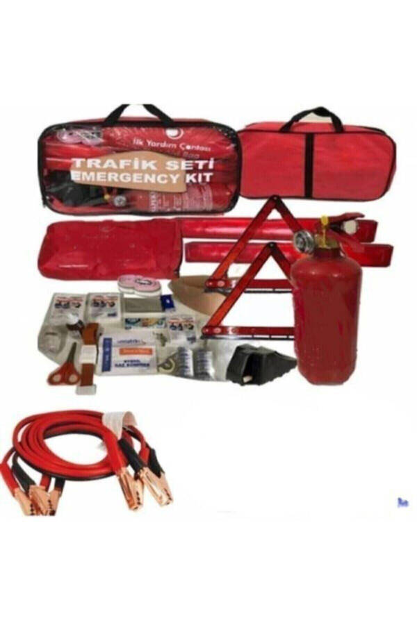 Аптечка первой помощи с усиленным кабелем, дорожный набор люкс + пуско-зарядное устройство в сумке - 1