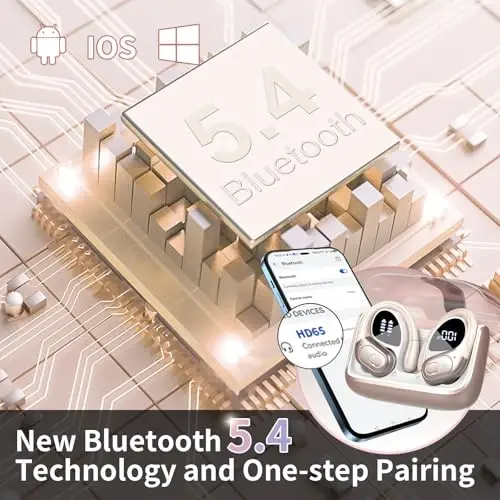 Aptkdoe Simsiz Quloqchinlar 75 soat Bluetooth 5.3 Quloqchin Sport, 2024 Bluetooth Quloqchin Stereo Chuqur Bass Quloqchin Quloq Ilmoqlari bilan, ENC Shovqinni Bekitish Mikrofoni, IPX7 Suvdan Himoyalangan Quloqchin Oltin Rang 