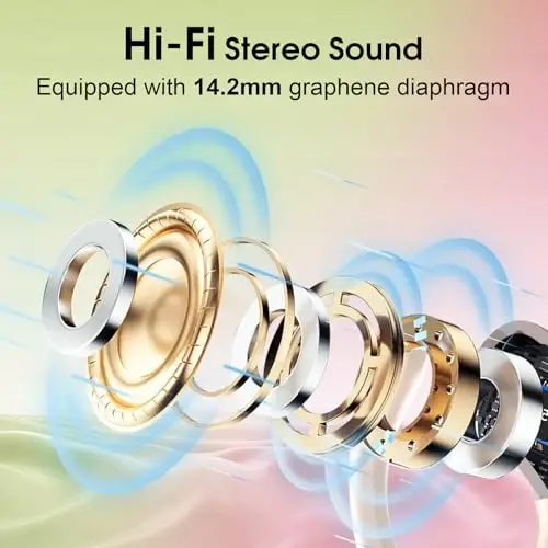 Aptkdoe Wireless Earbuds 75hrs Bluetooth 5.3 Headphone Sport, 2024 Bluetooth Earbuds Stereo Deep Bass Over Ear Bud with Earhooks, ENC Noise Cancelling Mic, IPX7 Waterproof Earphone Rose Gold - 4