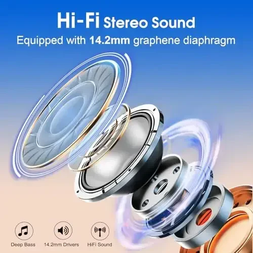 Aptkdoe Wireless Earbuds 75hrs Bluetooth 5.4 Headphone Sport, 2025 Bluetooth Earbuds Stereo Deep Bass Over Ear Bud with Earhooks, ENC Noise Cancelling Mic, IPX7 Waterproof Earphone, Camel - 5