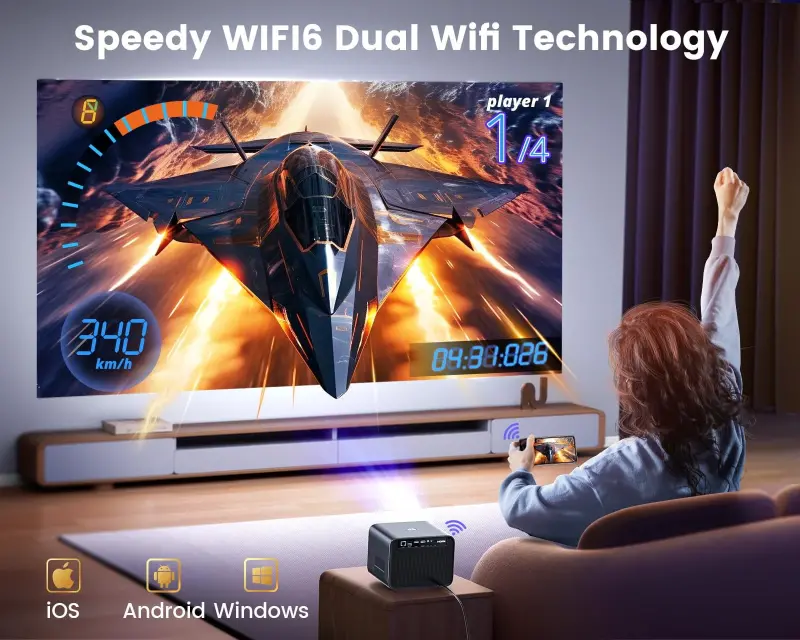 Aqlli 4K Wifi Bluetooth Proyektor, 7000+ Ilovalari bilan Wimius Native 1080P Proektor, 700 ANSI Uy Kino Proektori, Netflix Litsenziyali, Dolbyni Qo'llab-quvvatlaydi, Avtofokus/Keystone - 5