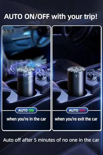 Aqlli avtomobil havo tozalagichlari, avtomobil odekolon diffuzorlari, 7 rangli nafas oluvchi chiroq, 80 ml xushbo'ylik 6 oy davom etadi, ayollar va erkaklar uchun avtomobil aksessuarlari uchun portativ USB aromaterapiya diffuzori - 3