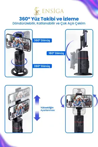 Aqlli harakatni kuzatish, 360° mobil telefon ushlagichi klipli aqlli kuzatuv Vlog, jonli efirga olish Triod-P02 - 3