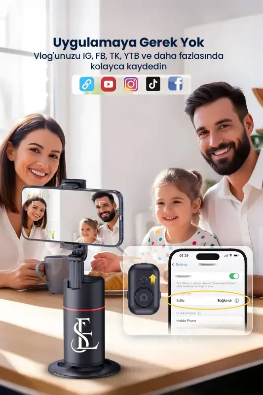 Aqlli harakatni kuzatish, 360° mobil telefon ushlagichi klipli aqlli kuzatuv Vlog, jonli efirga olish Triod-P02 - 4