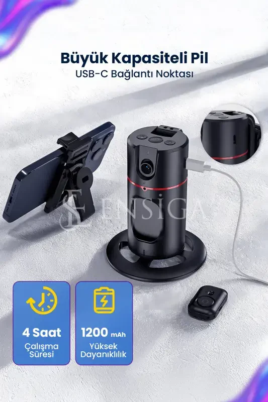 Aqlli harakatni kuzatish, 360° mobil telefon ushlagichi klipli aqlli kuzatuv Vlog, jonli efirga olish Triod-P02 - 5