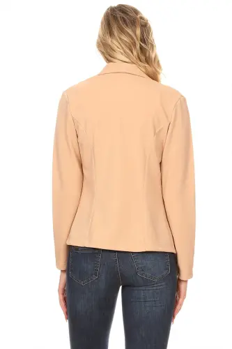 AQShda ishlab chiqarilgan, S-3XL o'lchamlarida, ayollar uchun oddiy, kundalik, ofis, uzun yengli, ochiq oldingi blazer ko'ylagi. - 4